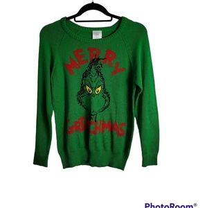 Women's The Grinch Green Sweater Merry Grinchmas Size S Small